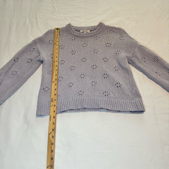 Madewell Purple Floral Pointelle Crew Neck Sweater 100% Cotton Womens Small - Picture 6 of 8